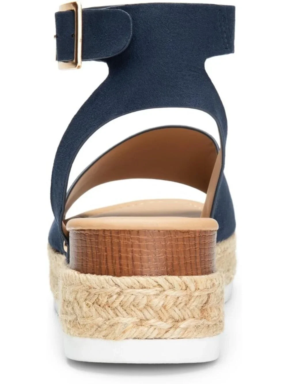 Womens Navy Blue Comfortable Platform Espadrilles Ankle Strap Wedge Sandal Shoes